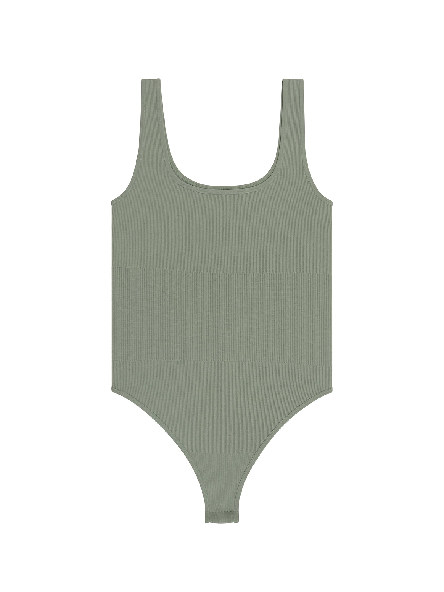 No Boundaries Women's Seamless Smoothing Rib Square Neck Bodysuit, Sizes XS-XXXL