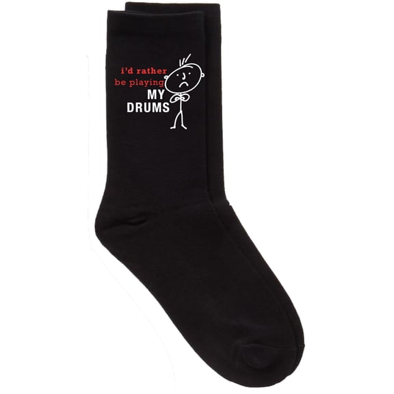 Mens Rather Be Playing My Drums Black Calf Socks Fathers Day Dad Husband Boyfriend Uncle Grandpa Grandad Present