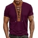 thumbnail image 2 of pstuiky camisetas para hombre, Camiseta de manga corta con cuello alto, cordón en el pecho y colores lisos para hombre camisas casuales para hombre l, 2 of 8