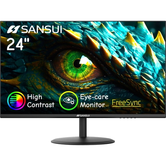 SANSUI Computer Monitor 24 inch Eye Care 1080P Display HDMI,VGA Ports with 178&deg; Viewing Angle/Frame-Less/Tilt/VESA Compatible for Office and Home