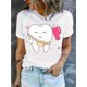 thumbnail image 1 of Fun Dental Print T-Shirt for Women - Casual Crew Neck, Soft Cotton Blend, Machine Washable - Perfect for Summer, 1 of 6