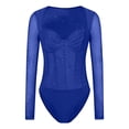 thumbnail image 4 of HXWCHs Glitter Mesh Long Sleeve Jumpsuit wtih Underwire Slim Fit Bodysuit for Fall Streetwear Fashion M Blue, 4 of 4