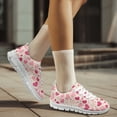 thumbnail image 3 of COEQINE Pink Heart Beige Women Sneakers Running Walking Shoes White Sole Fashion Tennis Shoes for Travel Casual Breathable Mesh Trainers Footwear for Valentine's Day, 3 of 7