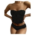 thumbnail image 1 of Conjunto de lencería sexy sin tirantes con encaje cruzado en el pecho para mujer - Ropa interior push up, poliéster, color liso, tallas S-XXL, ropa informal para todas las estaciones, 1 of 7