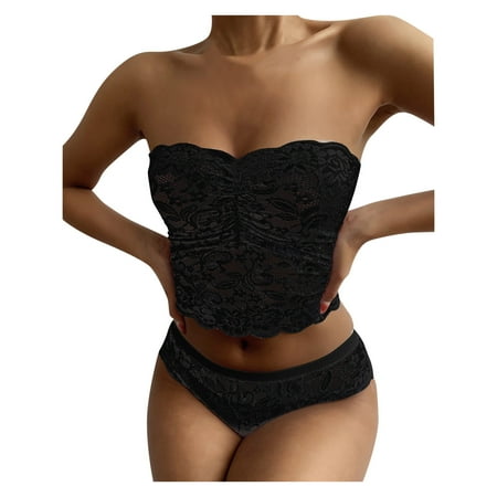 Bra That Covers Back And Side V Neck Bralette Women Sexy Strapless Wrapped Chest Lace Lingerie Set Push Up Underwear