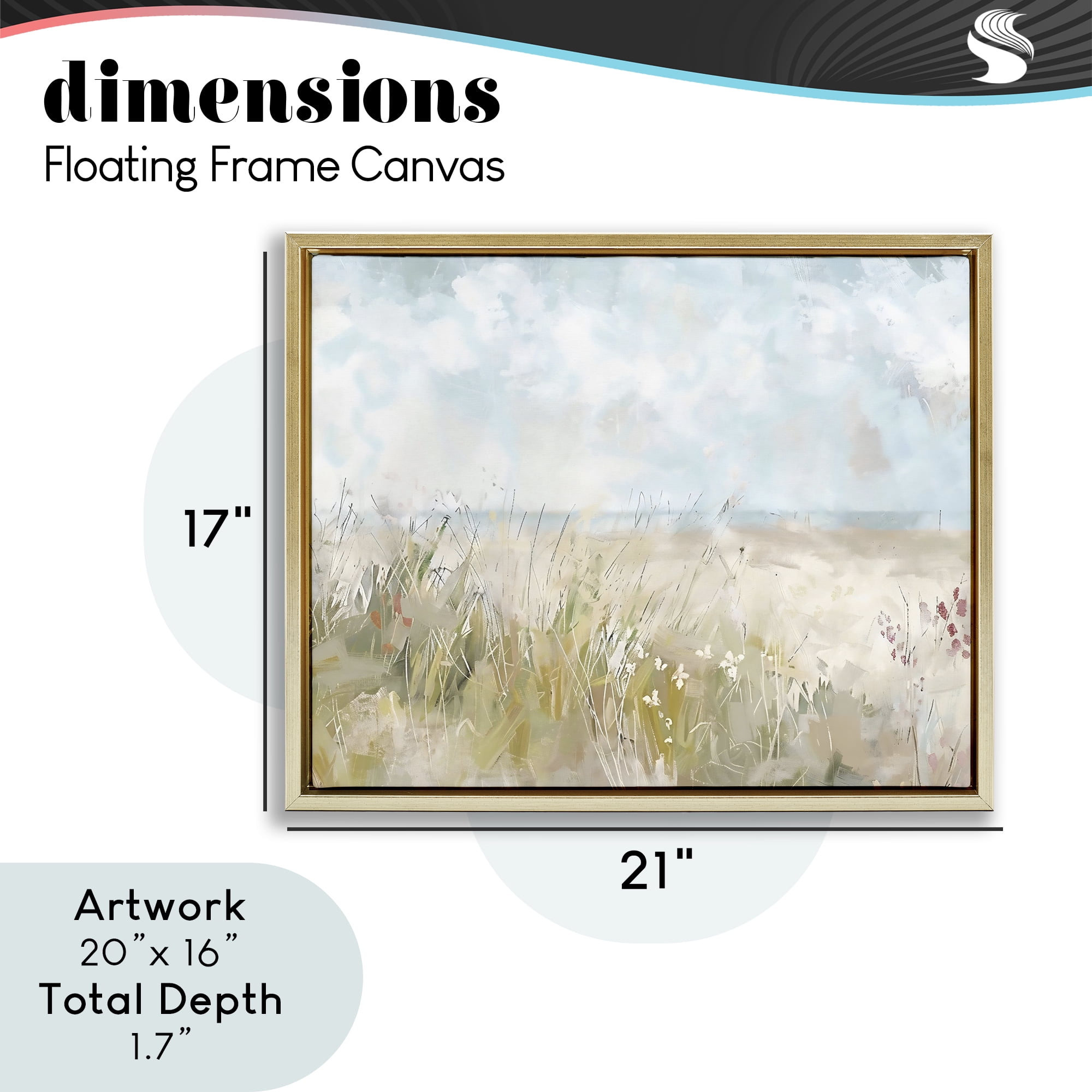 Stupell Industries Flowers By The Ocean Gold Framed Floater Canvas Wall Art, design by Creative Studio