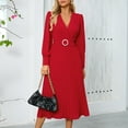 thumbnail image 4 of Robe Mode Femme Slim - Fit V - Col Long - Manches Longues Ligne A, 4 of 8