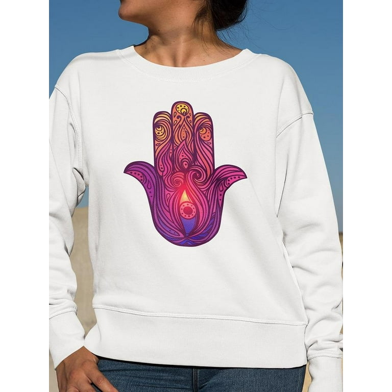 Psychedelic Hamsa Sweatshirt Women Image by Shutterstock Female
