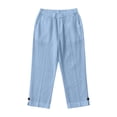 thumbnail image 7 of Besolor Summer Cotton Linen Capris for Women Elastic Waisted Straight Leg Lightweight Casual Loose Capri Pants with Pockets, 7 of 7