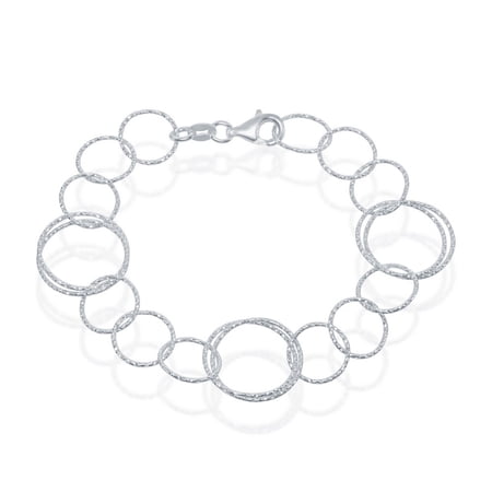 TheJewelryHut Designer Sterling Silver Multi Linked Sparkling Circles Bracelet
