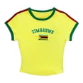 thumbnail image 4 of Trendfront Womens Crop Top Color Block T Shirts Crewneck Short Sleeve Slim Fit Zimbabwe Flag Graphic Tee Y2K Streetwear for Women, 4 of 4