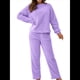 thumbnail image 2 of Pijama de 2 Piezas para Mujer, Conjunto de Ropa de Estar por Casa, Suéter de Punto, Cuello Redondo, Larga, Conjuntos Peludos Púrpura L, 2 of 8