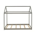 thumbnail image 3 of Harper & Bright Designs Twin Size Wooden House Bed with Roof, House Bed Frame Twin Size Floor Bed, Poppy House Wood Bed, Platform Bed, Can Be Decorated for Girls, Boys, Gray, 3 of 12