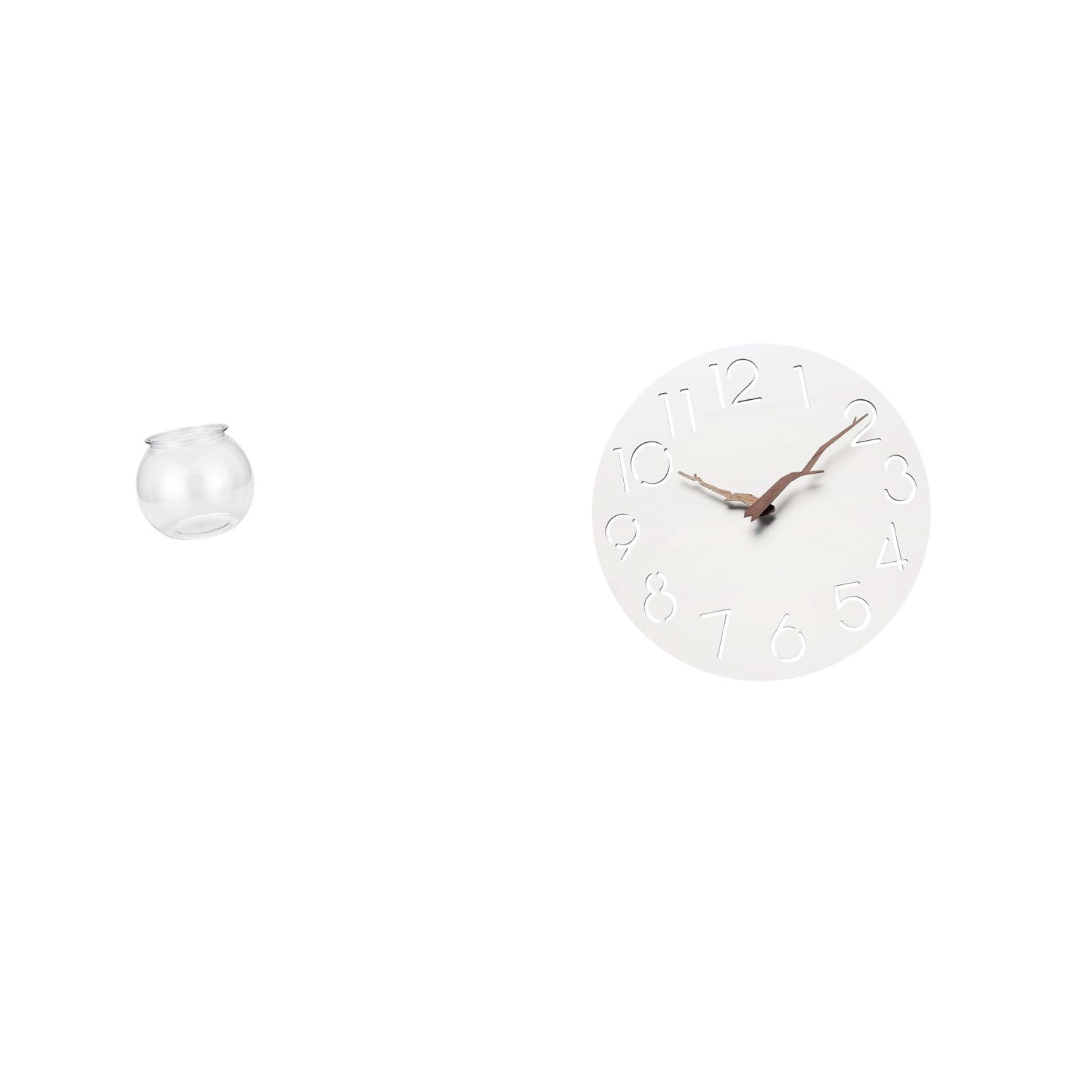 CarpNettore Transparent Small Fish Tank for Small Fish Round Ornament Aquarium Fish Bowl Vase Table Office Home Plants Wall Clock Hanging Easy to Read Silent Art Decorative Kitchen Study Room