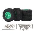 thumbnail image 1 of 4 Uds 1/24 neumáticos de goma aleación de aluminio textura de desigualdad profunda ruedas RC de amortiguación fuerte para coche 1/24 RC verde, 1 of 10