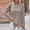 thumbnail image 2 of Women's Round Neck Sleeve Frosted Strip Solid Color Top Long Sleeve T Shirt, 2 of 2