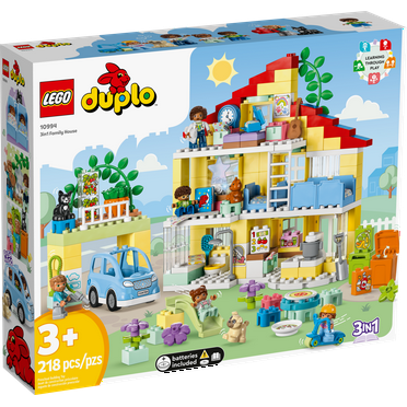 LEGO DUPLO Town 3in1 Family House 10994 Educational STEM Building Toy Set for Toddlers Ages 3 , Car Toy and 3 Floor House Lets the Whole Family Build, Play and Learn