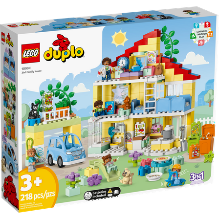 LEGO DUPLO Town 3in1 Family House 10994 Educational STEM Building Toy Set for Toddlers Ages 3 , Car Toy and 3 Floor House Lets the Whole Family Build, Play and Learn