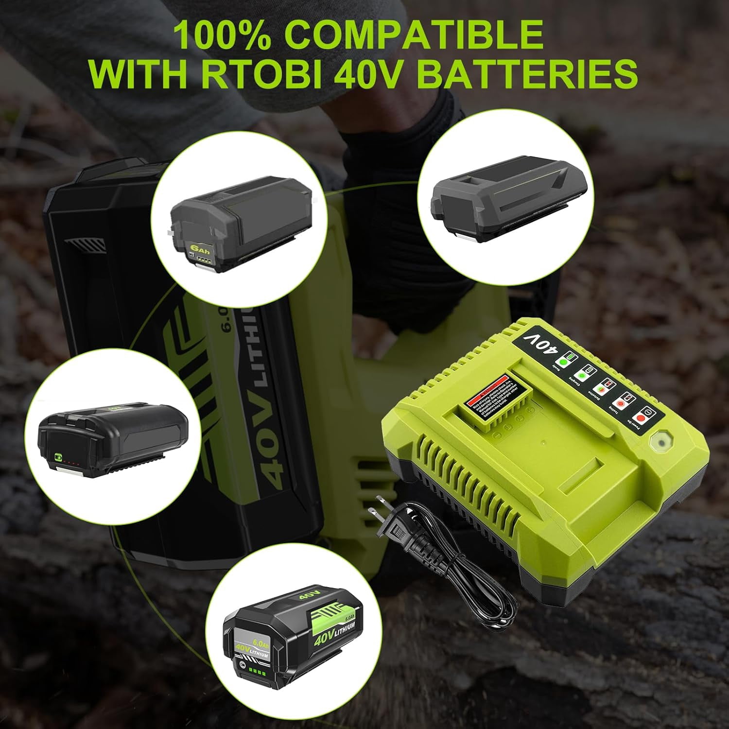 40 Volt Lithium-Ion 6.0 Ah Battery OP40602 Replacement for Ryobi 40V Battery 6.0Ah Compatible with Ryobi 40V Tools and Chargers 1-Pack