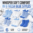 thumbnail image 2 of Girls Dream Step Whisper Soft Ankle Socks, 6 Pack, Lightweight Breathable Socks, BLUE, L, 2 of 8