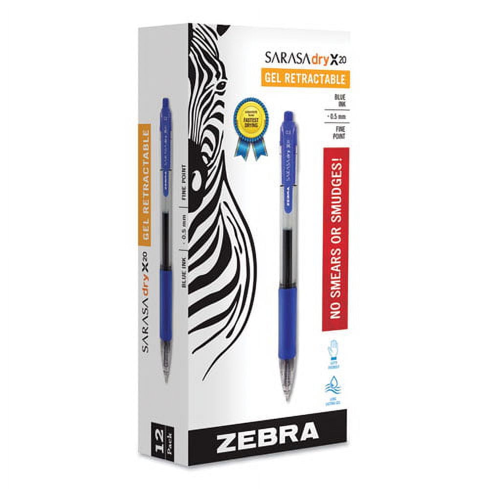 Sarasa Dry Gel X20 Gel Pen, Retractable, Fine 0.5 mm, Blue Ink, Translucent Blue Barrel, 12/Pack | Bundle of 2 Dozen