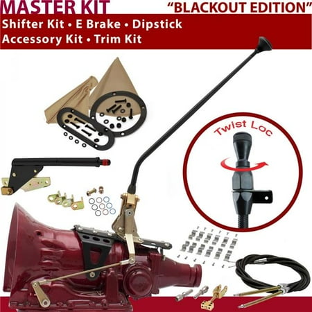 American Shifter C4 Shifter Kit Black 23 in. E Brake Cable Clamp Trim Kit Dipstick for F77F9