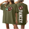 thumbnail image 2 of Puntoco Camiseta informal con estampado de doble cara para mujer, cuello redondo, hombros caídos, manga corta, 2 of 5
