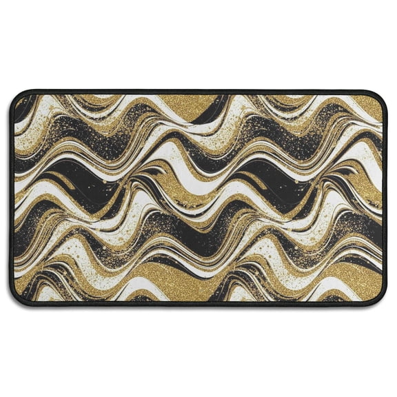 Black Gold White Marble Pattern Door Rugs,Washable Non Slip Door Mats Indoor,Decorative Door Mats,Entry Mat Indoor for Entrance,Bedroom,Kitchen,Bathroom,30"x17"