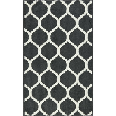 Nicole Miller New York Indoor Rectangle Trellis Traditional Area Rug Dark Gray White 23.6 x 59