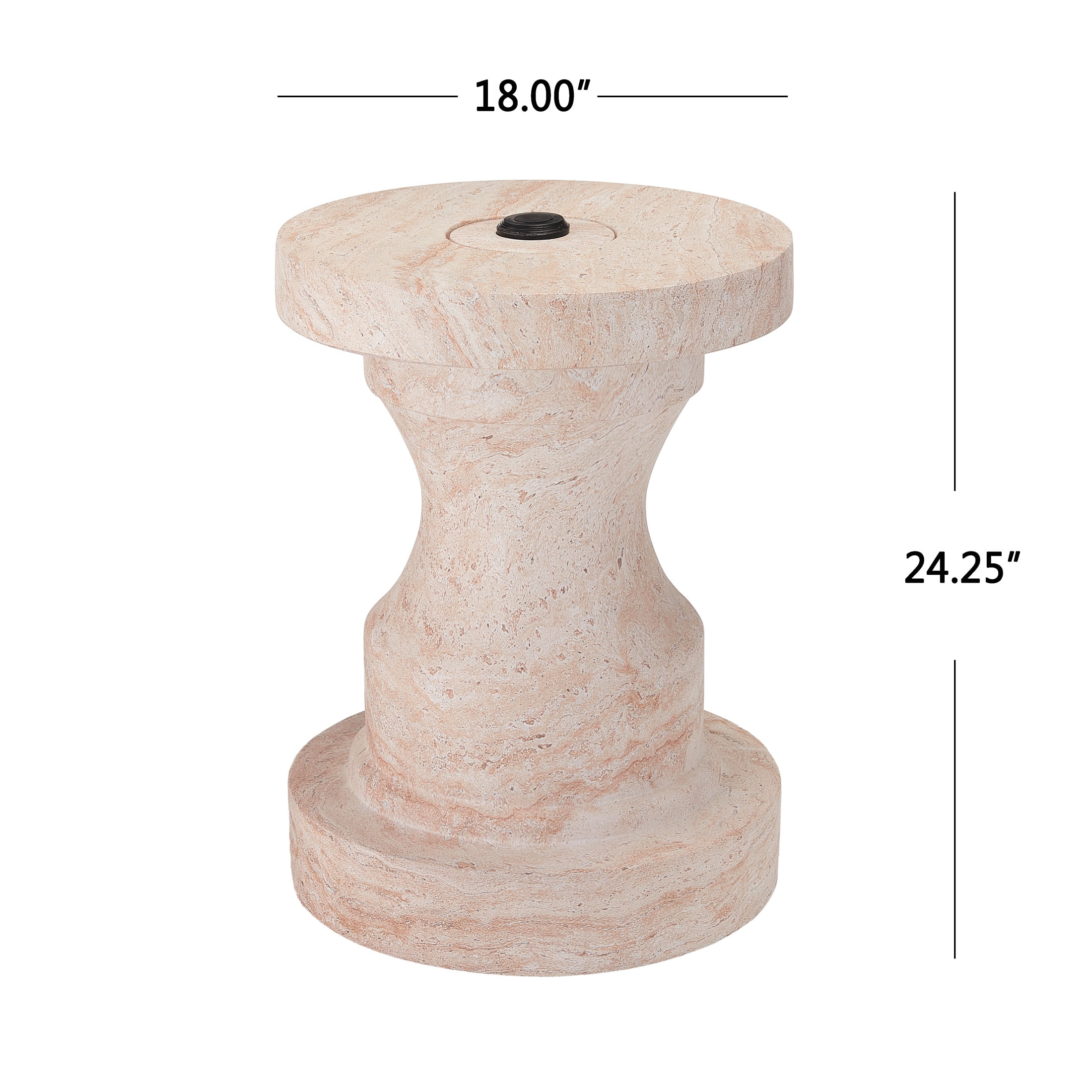 Christopher Knight Home Lightweight Concrete Umbrella Base, Outdoor Patio Side Table, Natural Travertine