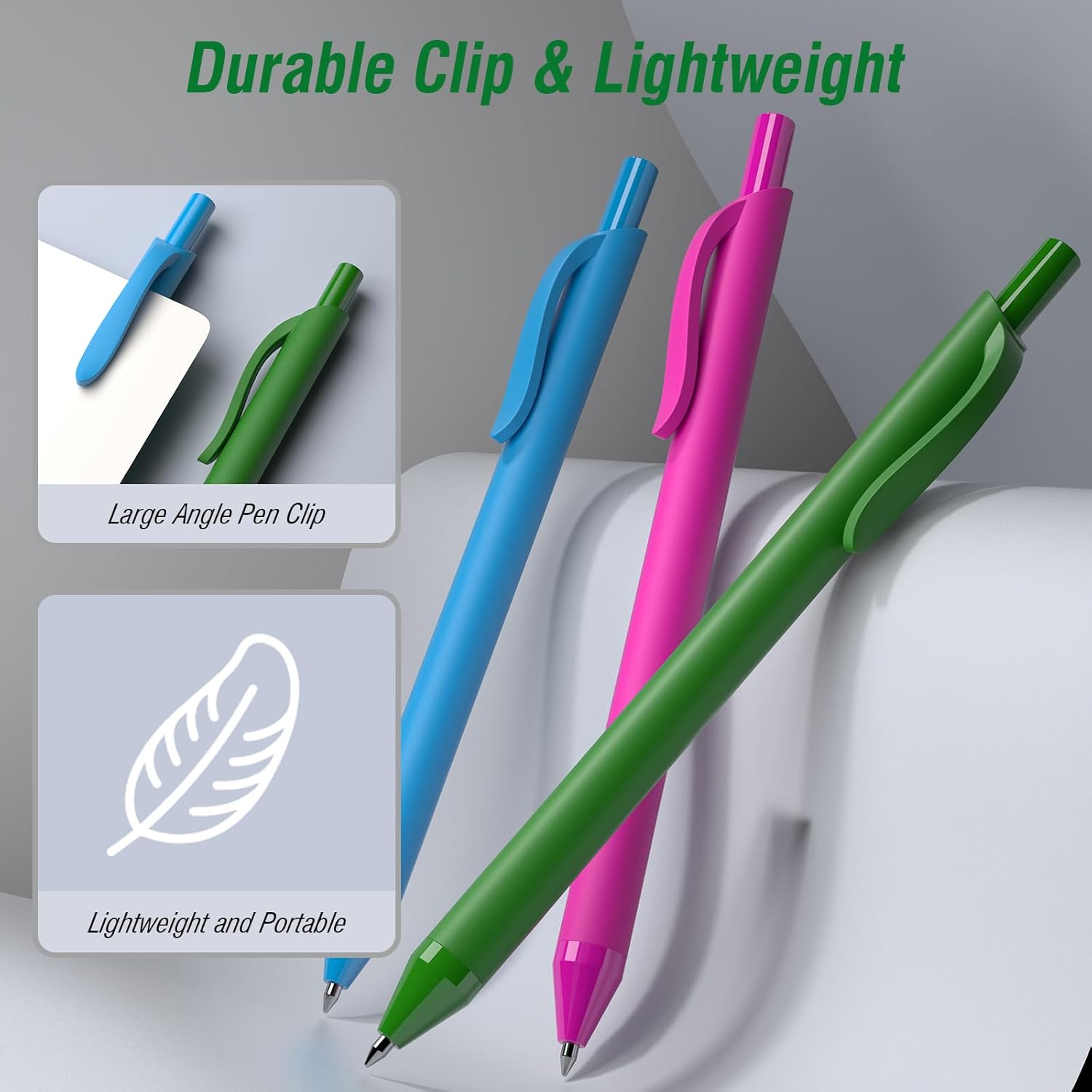 50 Pack Green Ink Pens - Bulk Pens, 1.0MM Medium Point Ballpoint Pens, Smooth Writing No Bleed Retractable Ball Point Pen (Green)