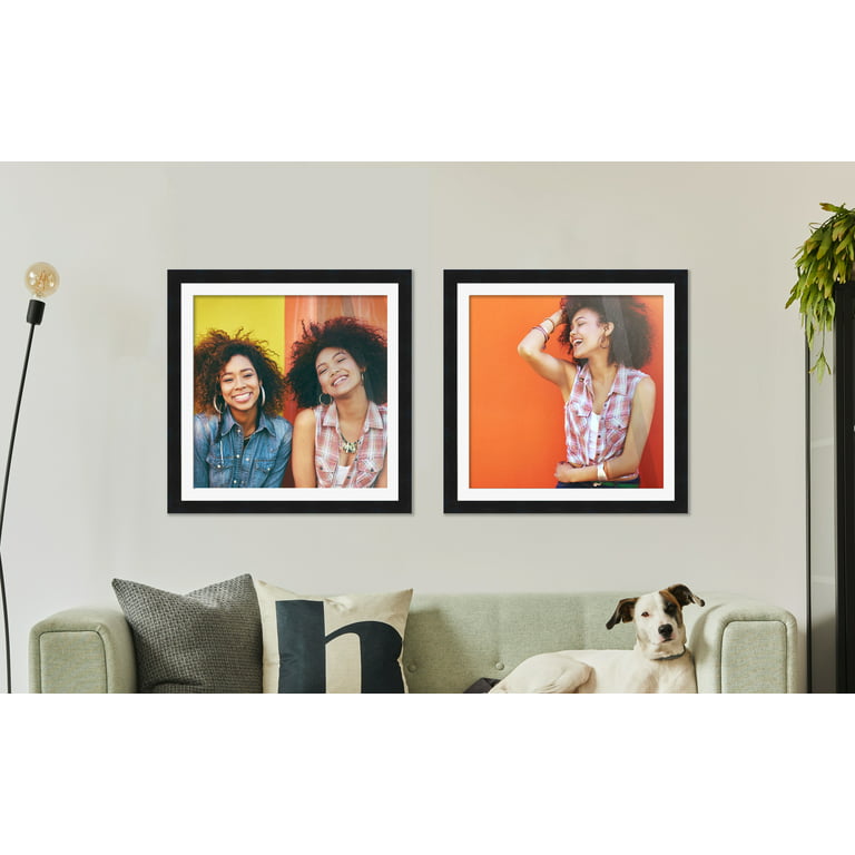 12x12 Frame Black Matted for 12x12 Picture or 15x15 Art Poster Without  Photo Mat - Display Your 12 