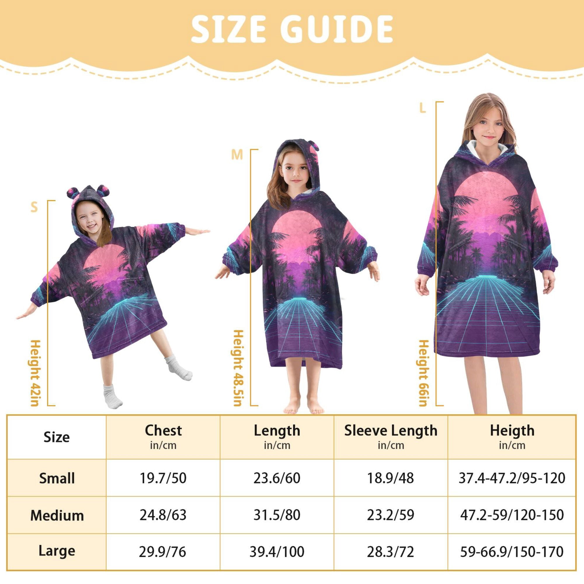 FORMRS Wearable Blanket Hoodie with Sleeves for Kids Cozy Flannel Sweatshirt, Night Neon Road