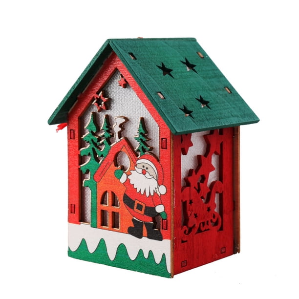 Injueey Adorno de casa LED de Navidad, cabina de iluminación exquisita, colgante luminoso en miniatura hecho a mano brillante, decoraciones para Kits de decoración para fiestas Anciano Injueey HA068044-01
