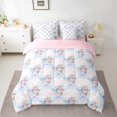 thumbnail image 2 of Manfei Kid Romantic Rose Bedding Comforter Set 7pcs, Cartoon Blue Bow-tie Queen Bedding Sets, Chic Buffalo Plaid Reversible Queen Sheet Sets, Lightweight Room Decor, 2 of 7