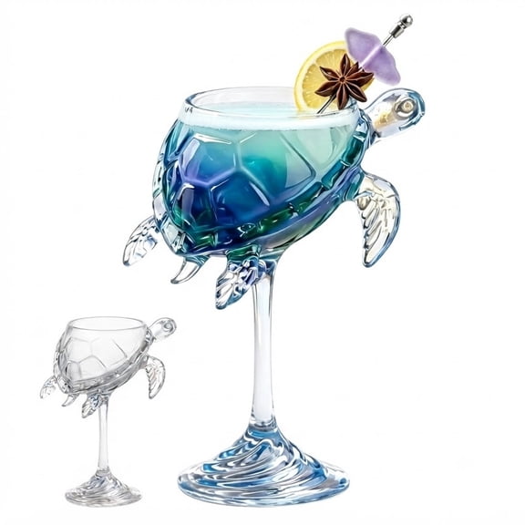 Sea Turtle Cocktail Glass, Creative Ocean Animal Stemmed Drinking Glass, Beach Wine Goblet, Decorative Sea Turtle Glassware, Beach Party Barware, Summer Pool Bar Party Birthday Gifts
