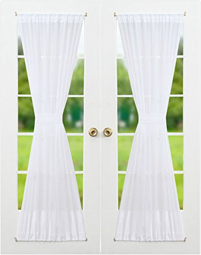 WHITE SIDELIGHT 30W by 72L Details about   SHEER VOILE DOOR PANELS CURTAINS FOR FRENCH DOORS 