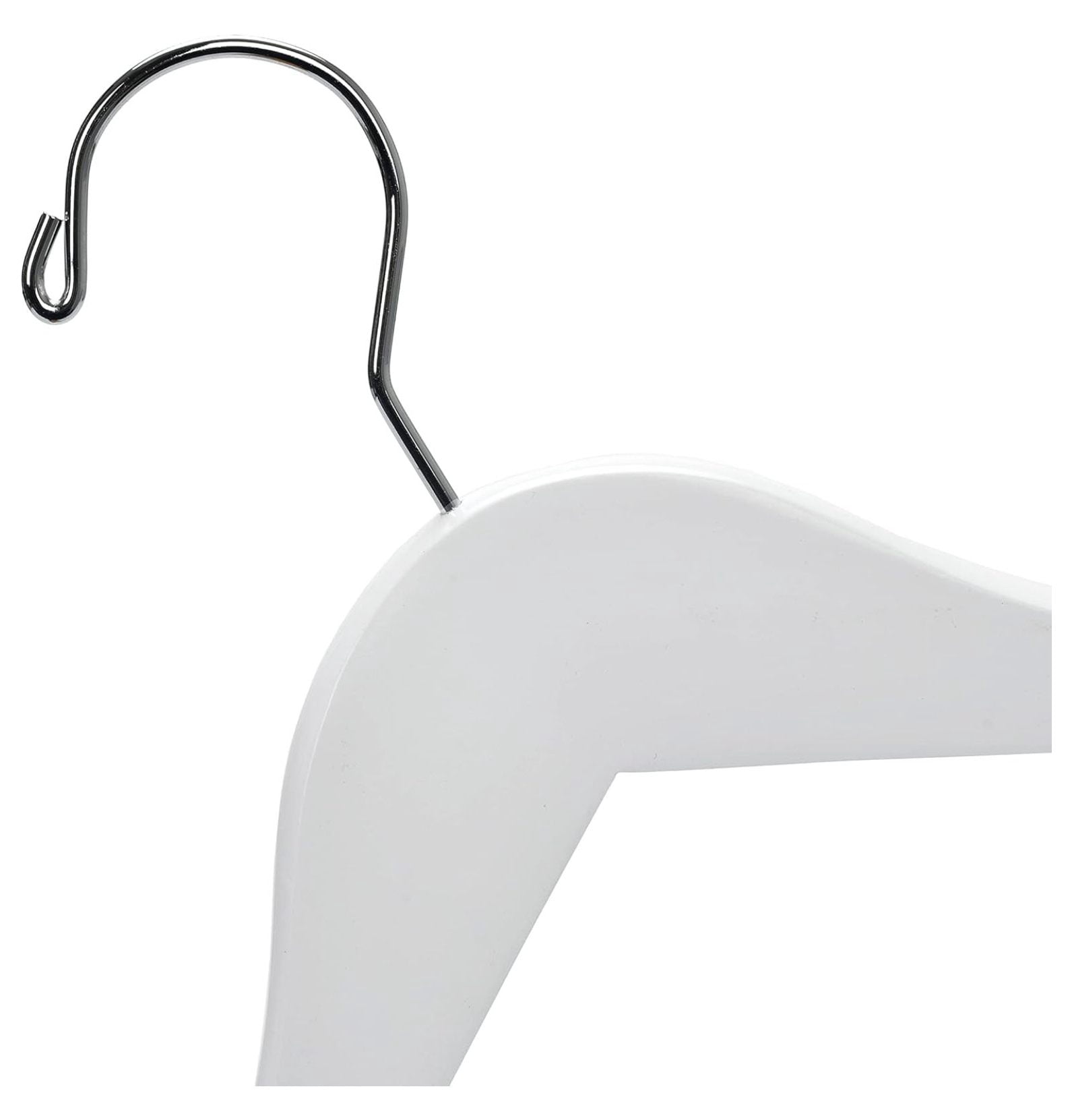 Junior Wooden Hangers 14 Inch - 20 Pack Kids Clothes Hangers with Swivel Hook, Nonslip & Pant Bar - White Youth Hangers for Clothes