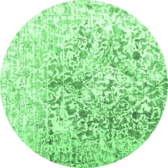 Ahgly Company Indoor Round Abstract Emerald Green Contemporary Area Rugs, 4' Round