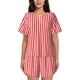 thumbnail image 1 of Fotbe Red And White Stripes Conjunto de Pijama Estampado para Mujer, 2 Piezas, Ropa de Dormir con Camiseta de Manga Corta y Shorts Suaves-Medium, 1 of 6