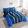 thumbnail image 3 of Erosebridal Abstract Geometric Geometry Bedding Full Size,Retro Swirl Desgin Comforter Sets with Sheets,Blue Black Bedding Sets Full Size,Microfiber Bedroom Decoration Reversible,7pcs, 3 of 7