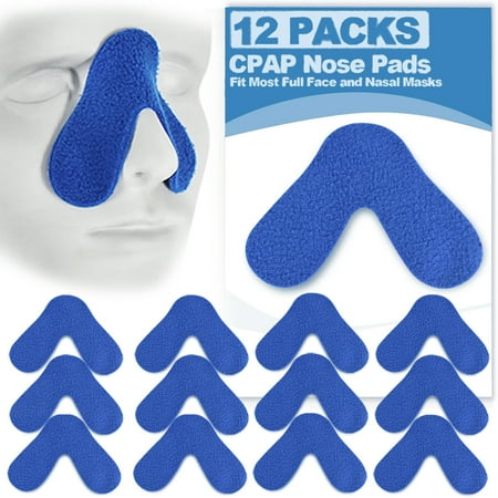 12 Pack CPAP Nose Pads- Comfort Nose Pad for CPAP Mask,Avoiding Air Leaks, Red Mark, Irritation, Pressure Sore on Nose Bridge, Can Be Trimmed to Fit Most Masks - Extremely Soft Fleece Cushion Pads