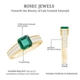 thumbnail image 6 of Rosec Jewels Asscher Cut Lab Grown Emerald Solitaire Ring for Women with Diamond, 10K Yellow Gold, US 9.00, 6 of 9