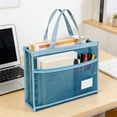thumbnail image 1 of Bolso de malla con cordón y cremallera – Bolsa organizadora de malla de nailon, diseño transparente, gran capacidad para almacenamiento de material de arte, libros, viajes, uso diario, 1 of 6