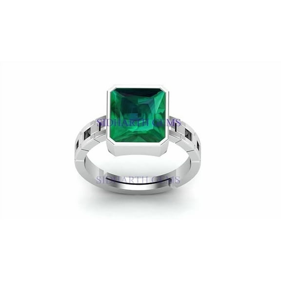 Natural Panna Astrological Ring 5.30 Carat Genuine and Emerald Adjustable Silver Plated Ring for Women's and Men's