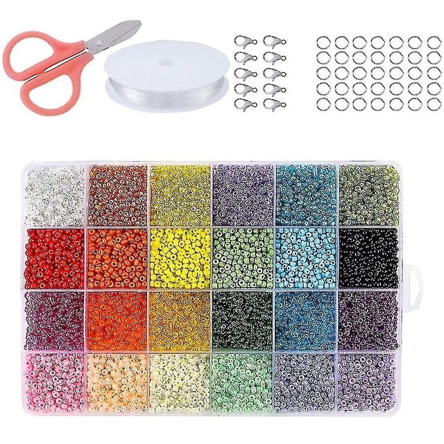 Seed Beads For Bracelets, 24 Colors 3mm Colored Small Glass Beads For Bracelets Jewelry Making Craf