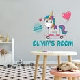 thumbnail image 2 of Personalized Name Unicorn Cartoon Wall Stickers - Kids Room Bedroom Vinyl Wall Decor Nursery Bedroom and Living room, Wall Mural Size : 10" x 9"., 2 of 4