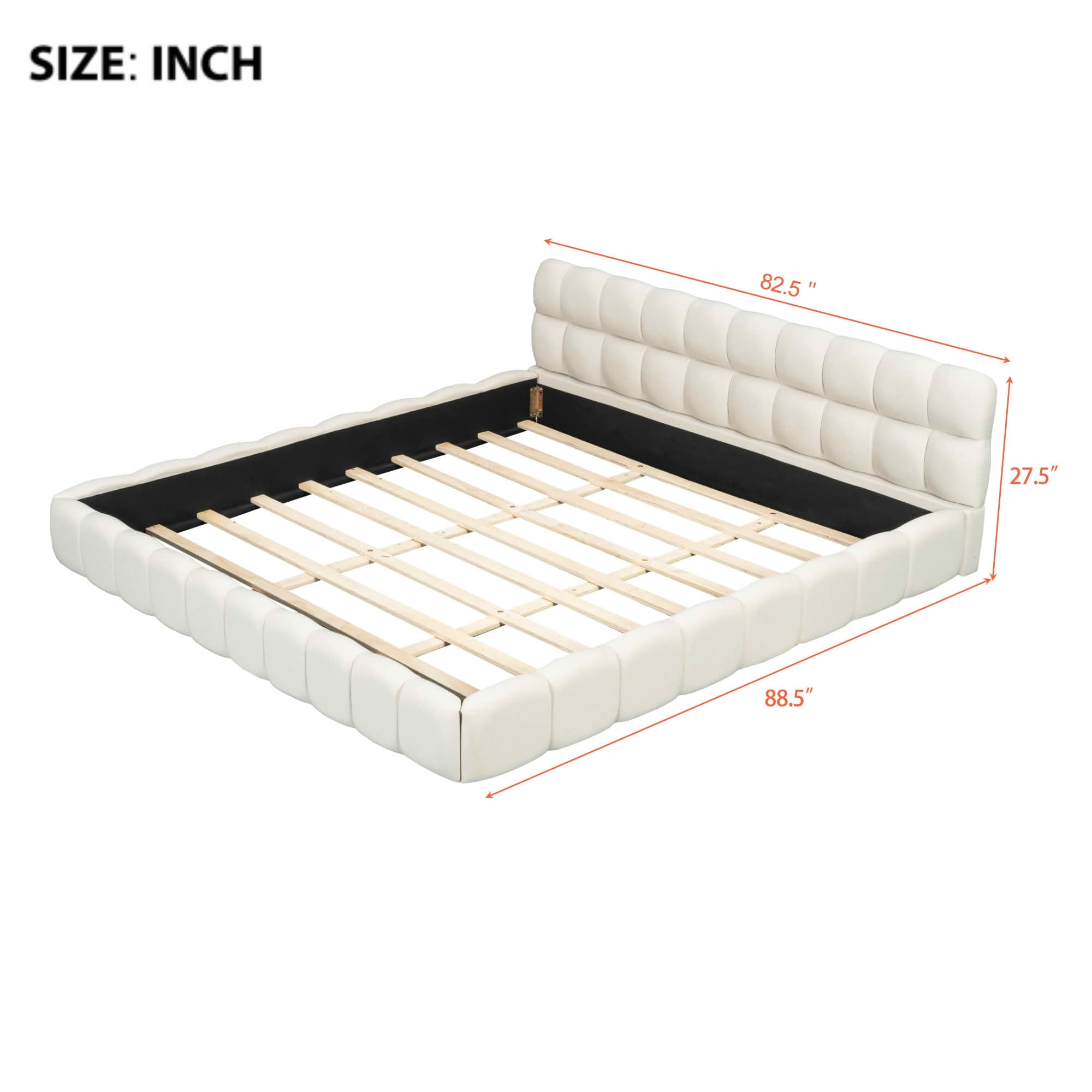 MAYEERTY Linen Upholstered Platform Bed with Elegant Design, Sturdy Stable Frame & Easy Assembly