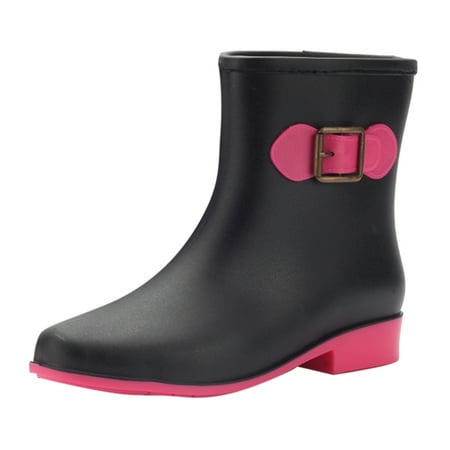 

HSMQHJWE Rain Shoes Cover For Women S Booties Buckle Middle Round Waterproof Boots Shoe Toe Low-Heeled Rain Women Women S Rain Shoes Us M