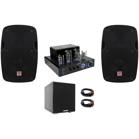 Rockville BluTube LED Tube Amplifier/Home Bluetooth Receiver 8" Speakers 8" Sub